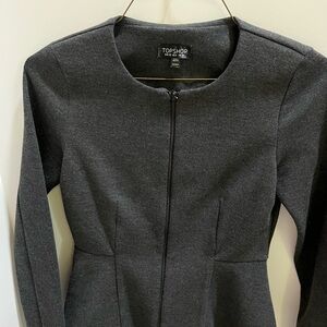 Topshop Gray Peplum Long Sleeve zip up - size 6